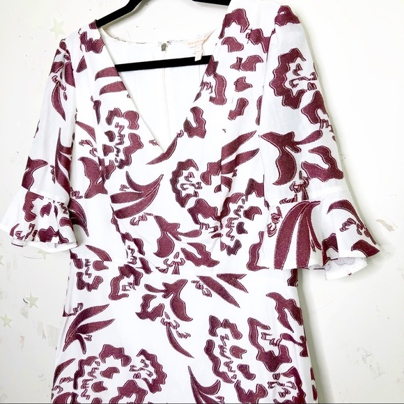 REBECCA Taylor flutter sleeve ruffle Amea snow spice dress - Picture 7 of 10